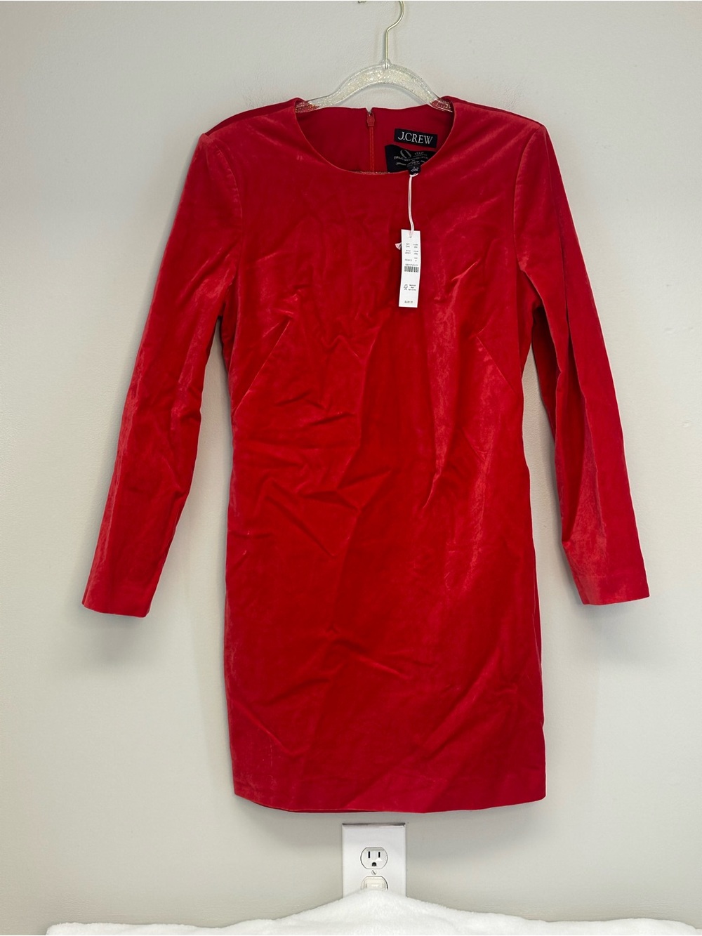J. Crew Red Velvet Long-Sleeve Sheath Dress Ora holiday size 6 Christmas